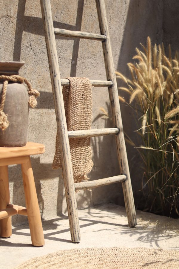 Natural Ladder-Grey Washed (3) Inspired by naturally aged timber, our grey washed finish bring a gentle, lived in look to the Natural Ladder Collection. The delicate grey tones soften the wood's appearance while preserving its authentic texture and grain, creating a timeless piece that feels both rustic and refined