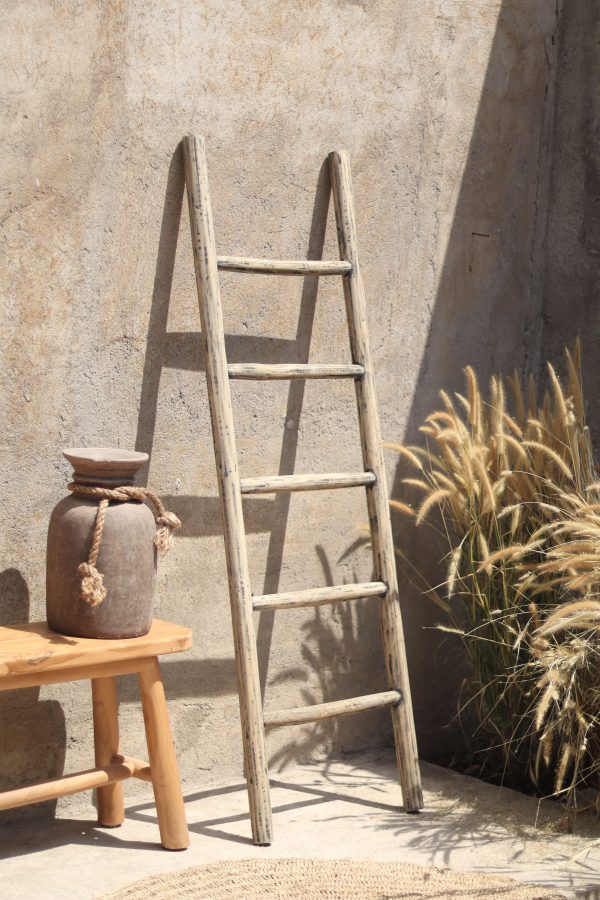 Natural Ladder-Grey Washed (6) Inspired by naturally aged timber, our grey washed finish bring a gentle, lived in look to the Natural Ladder Collection. The delicate grey tones soften the wood's appearance while preserving its authentic texture and grain, creating a timeless piece that feels both rustic and refined
